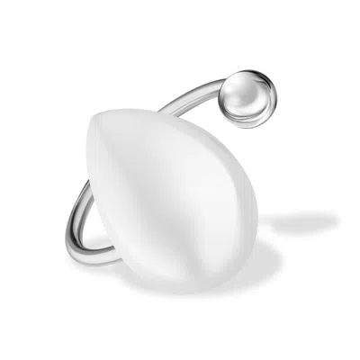 Rejected Hearts Club Women's White / Silver Marry Yourself Pearl White Curve Silver Band Ring In Multi
