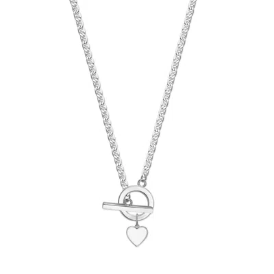 Rejected Hearts Club Women's White / Silver Silver Toggle Clasp White Heart Necklace Silver Crush In Metallic
