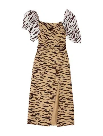 Pre-owned Rejina Pyo Animal Print Knee-length Dress In Neutrals