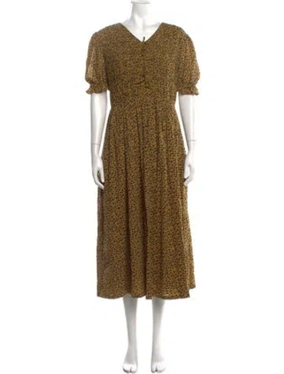 Pre-owned Rejina Pyo Animal Print Long Dress In Brown
