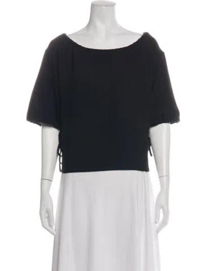 Pre-owned Rejina Pyo Bateau Neckline Short Sleeve Top In Black