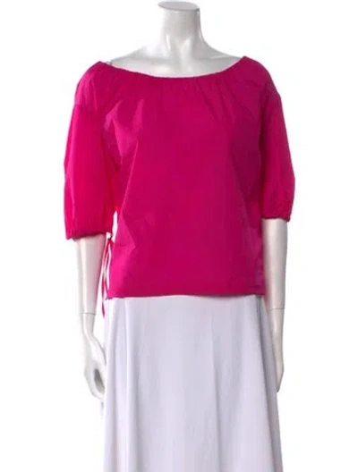 Pre-owned Rejina Pyo Bateau Neckline Three-quarter Sleeve Blouse In Pink