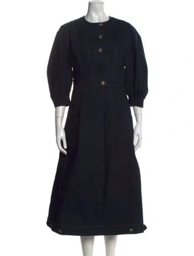 Pre-owned Rejina Pyo Crew Neck Long Dress In Black