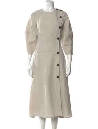 Pre-owned Rejina Pyo Crew Neck Long Dress In Neutral
