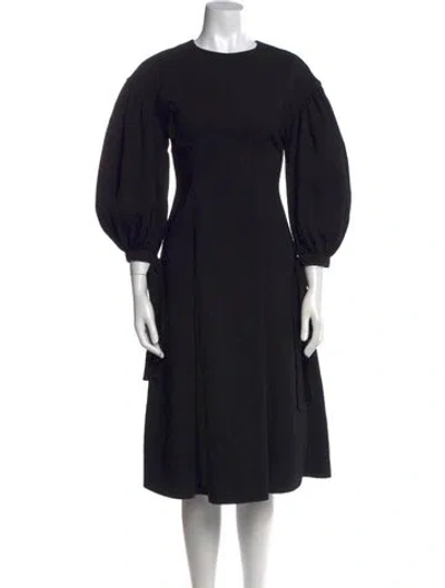 Pre-owned Rejina Pyo Crew Neck Midi Length Dress In Black