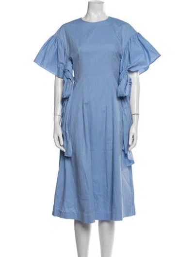 Pre-owned Rejina Pyo Crew Neck Midi Length Dress In Blue