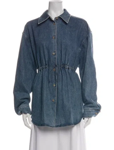 Pre-owned Rejina Pyo Denim Jacket In Green