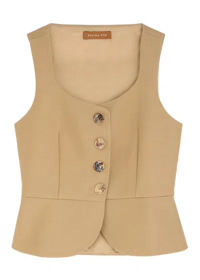 Rejina Pyo Eunice Cotton-blend Waistcoat In Beige