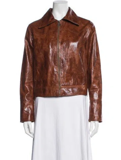 Pre-owned Rejina Pyo Faux Leather Biker Jacket In Orange