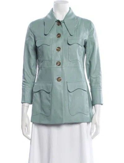 Pre-owned Rejina Pyo Faux Leather Jacket In Green