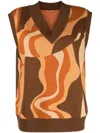 Rejina Pyo Frida Abstract-pattern Knit Vest In Brown