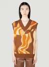 Rejina Pyo Frida Abstract-pattern Knit Vest In Brown