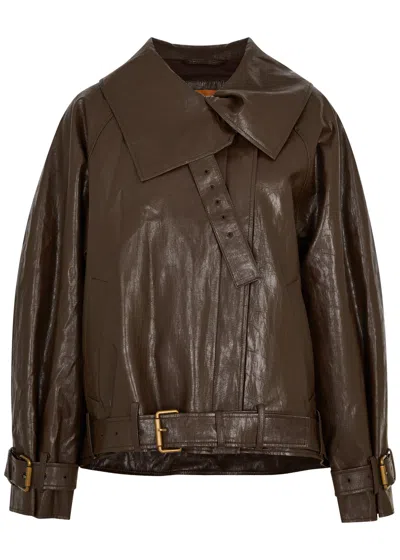 Rejina Pyo Juno Faux Leather Jacket In Brown