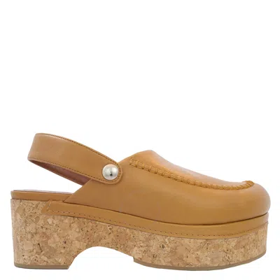 Rejina Pyo Ladies Brown Maya Clog Sandals In Gold