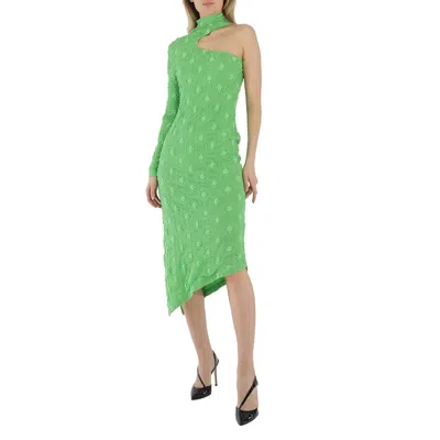 REJINA PYO LADIES GREEN KIKI LACE ASYMMETRIC MIDI DRESS