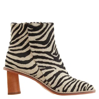 Rejina Pyo Ladies Ponyskin Zebra Edith Leather Ankle Boots In Black