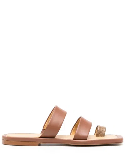 Rejina Pyo Larissa 10mm Flat Sandals In Leather Brown