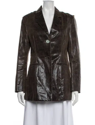 Pre-owned Rejina Pyo Leather Blazer In Brown