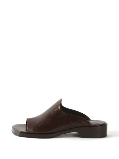 Rejina Pyo Leather Flat Mules In Brown