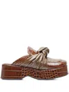 Rejina Pyo Knot Platform Mules In Brown