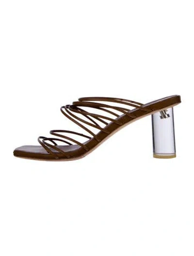 Pre-owned Rejina Pyo Leather Slides In Brown