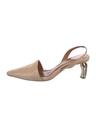 Pre-owned Rejina Pyo Leather Slingback Pumps In Brown