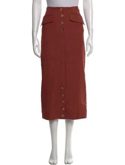 Pre-owned Rejina Pyo Linen Midi Length Skirt In Orange