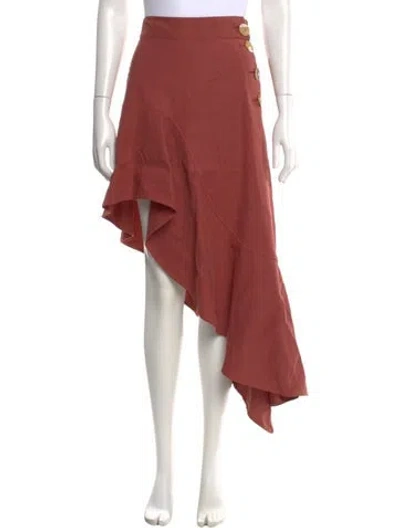 Pre-owned Rejina Pyo Linen Midi Length Skirt In Orange