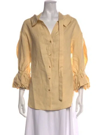 Pre-owned Rejina Pyo Linen V-neck Blouse In Neutrals