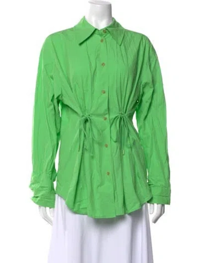 Pre-owned Rejina Pyo Long Sleeve Blouse In Green