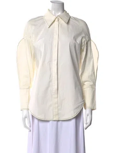 Pre-owned Rejina Pyo Long Sleeve Blouse In White