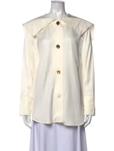 Pre-owned Rejina Pyo Long Sleeve Button-up Top In White