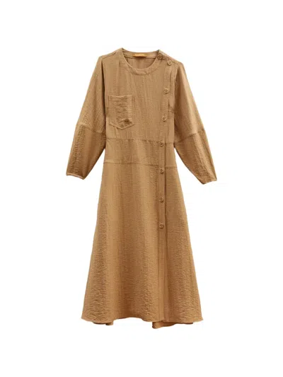 Rejina Pyo Michaela Patch-pocket Button-fastening Midi Dress In Brown