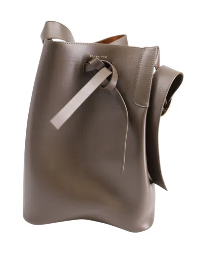 Rejina Pyo Midi Marlene Bucket Bag In Brown Leather