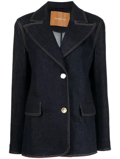 Rejina Pyo Einreihiger Jeansblazer In Blue