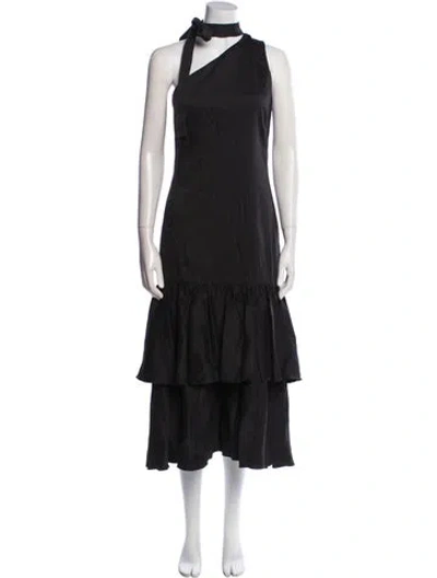 Pre-owned Rejina Pyo Mock Neck Long Dress In Black