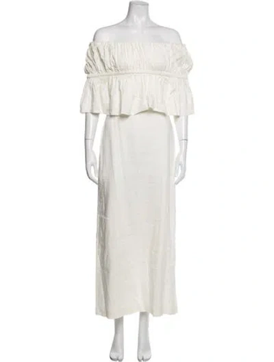 Pre-owned Rejina Pyo Off-the-shoulder Long Dress In Neutrals