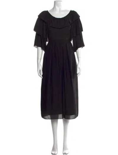 Pre-owned Rejina Pyo Off-the-shoulder Midi Length Dress In Black
