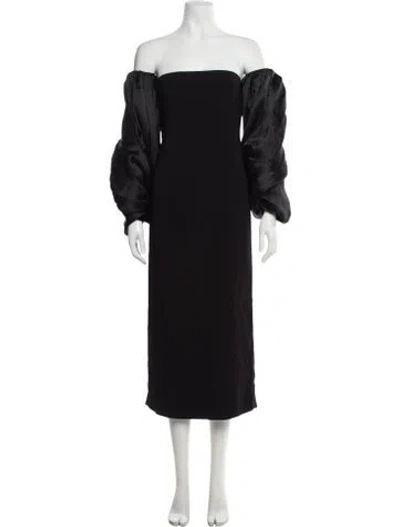 Pre-owned Rejina Pyo Off-the-shoulder Midi Length Dress W/ Tags In Black