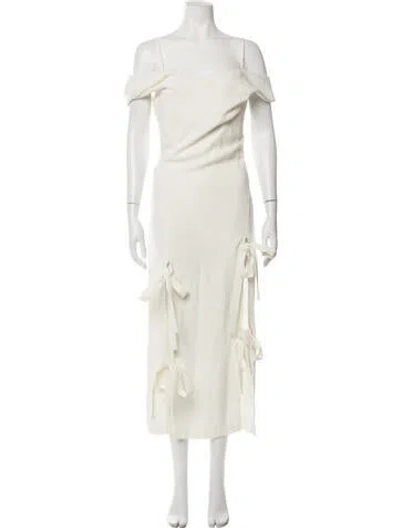 Pre-owned Rejina Pyo Off-the-shoulder Midi Length Dress W/ Tags In Neutrals
