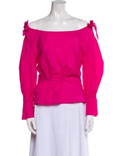 Pre-owned Rejina Pyo Off-the-shoulder Three-quarter Sleeve Blouse In Pink