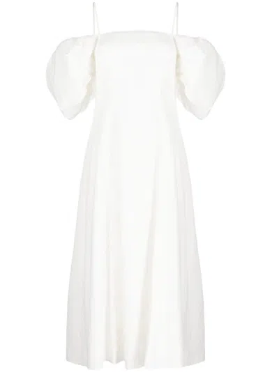 Rejina Pyo Oksana Puff-sleeve Midi Dress In White