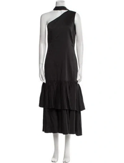 Pre-owned Rejina Pyo One-shoulder Long Dress In Black