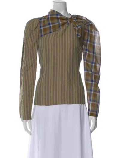 Pre-owned Rejina Pyo Patterned Tie Neck Blouse In Multi