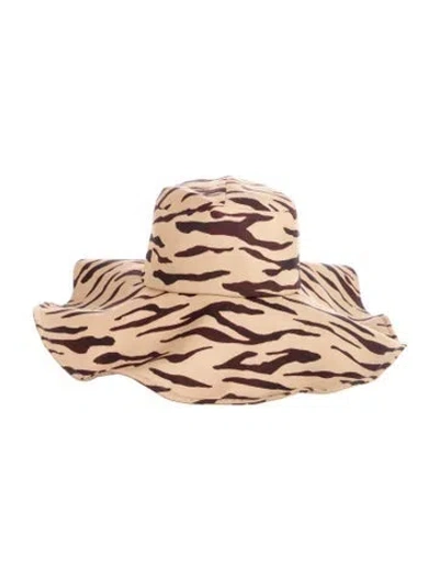 Pre-owned Rejina Pyo Patterned Wide Brim Sun Hat In Yellow