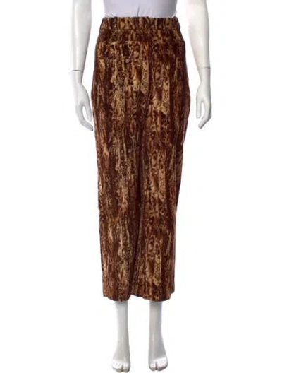 Pre-owned Rejina Pyo Patterned Wide Leg Pants In Brown