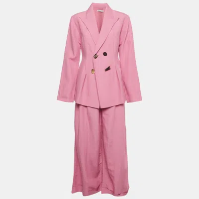 Pre-owned Rejina Pyo Pink Linen Blend Blazer And Pant Set M