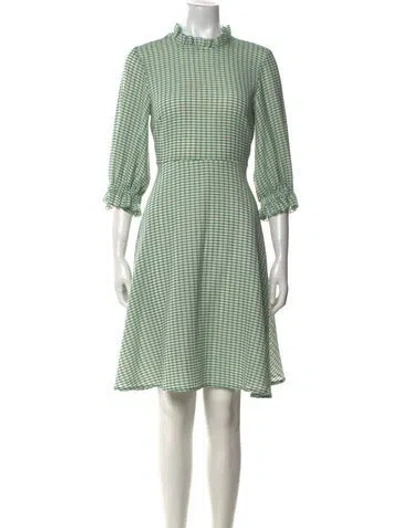 Pre-owned Rejina Pyo Plaid Print Knee-length Dress In Green