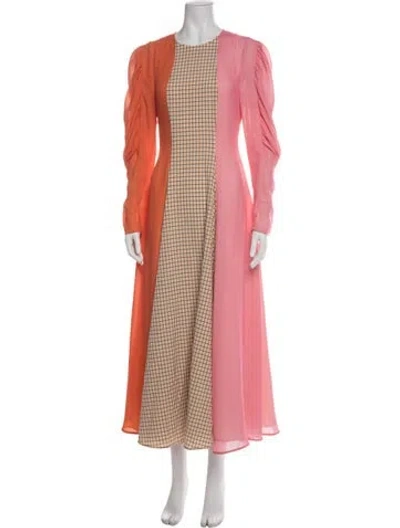 Pre-owned Rejina Pyo Plaid Print Long Dress In Pink