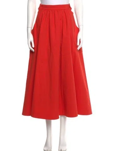 Pre-owned Rejina Pyo Pleated Accents Knee-length Skirt In Orange